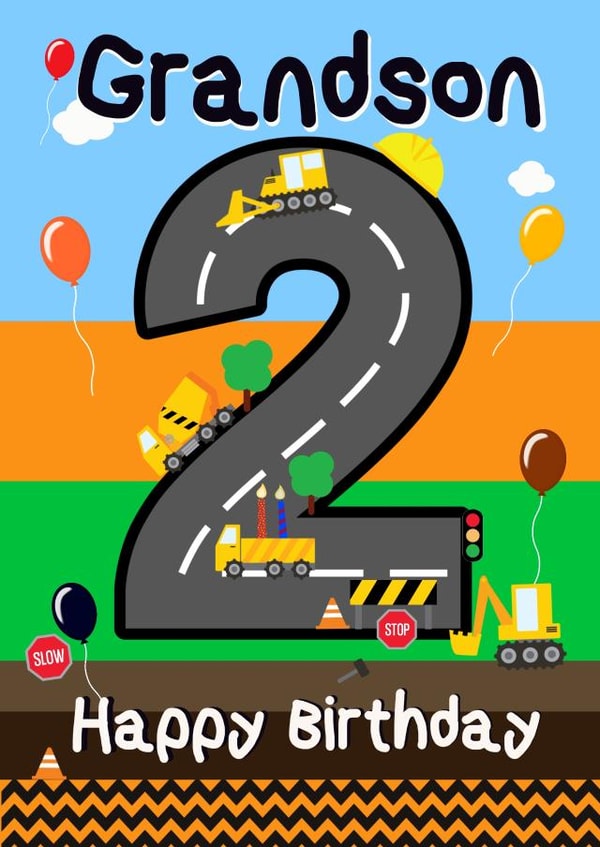Roadworks 2nd Birthday Card for Grandson created by Kerrylovescards