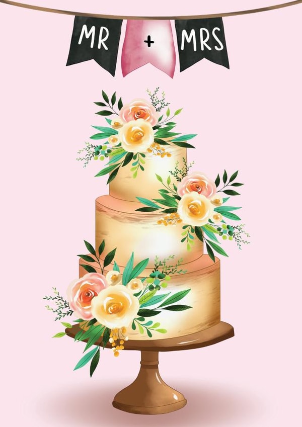 Pretty Wedding Cake - Mr And Mrs Wedding Card created by Amy Florence Design