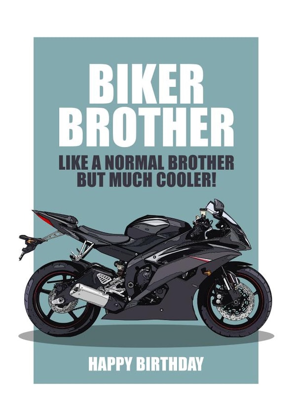 BIKER BROTHER Motorbike Card. created by RetroMotion Artwork
