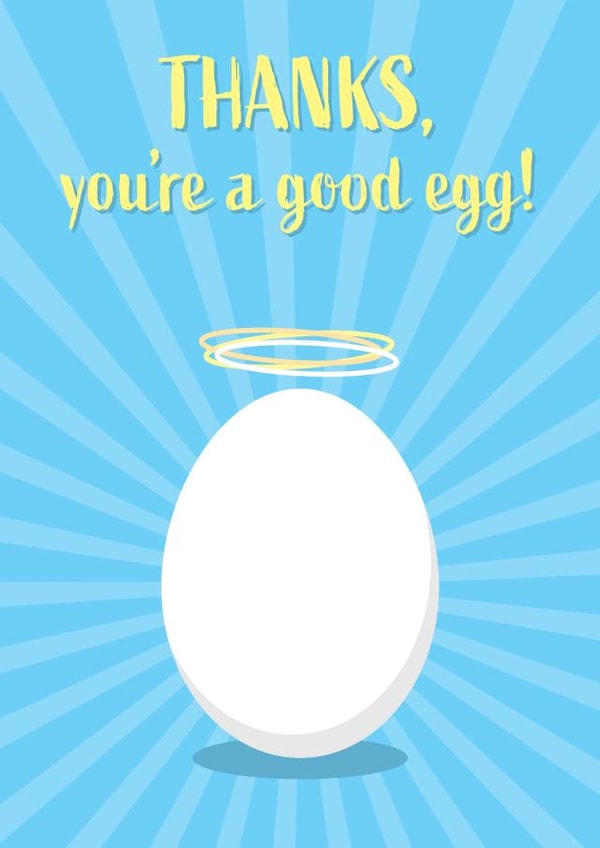You're a Good Egg - Sunburst and Halo Thank You Card created by Lisa Crisafi