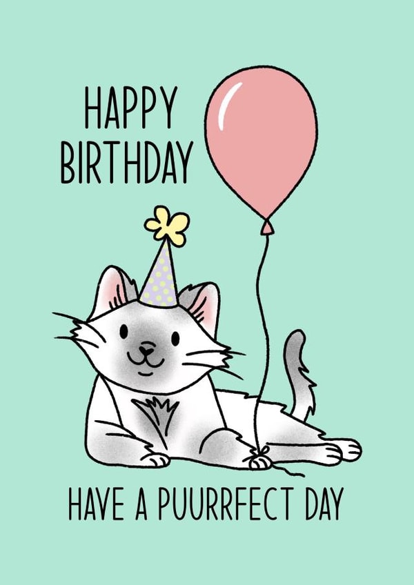 Cute Cat Birthday, happy birthday, for her, for mum, for girlfriend, cat lover created by By Emma Dearling