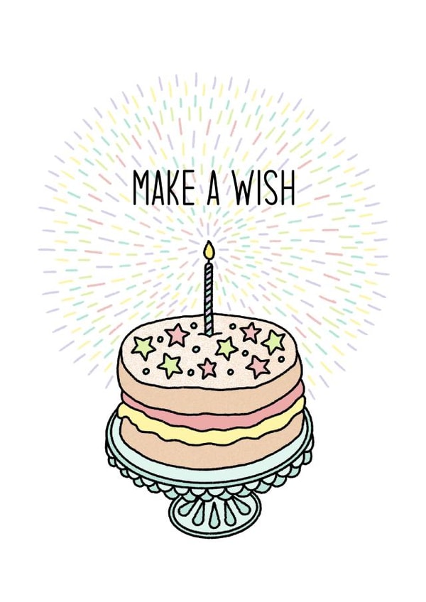 Make A Wish Birthday Card, happy birthday, cake lover, simple, birthday cake created by By Emma Dearling