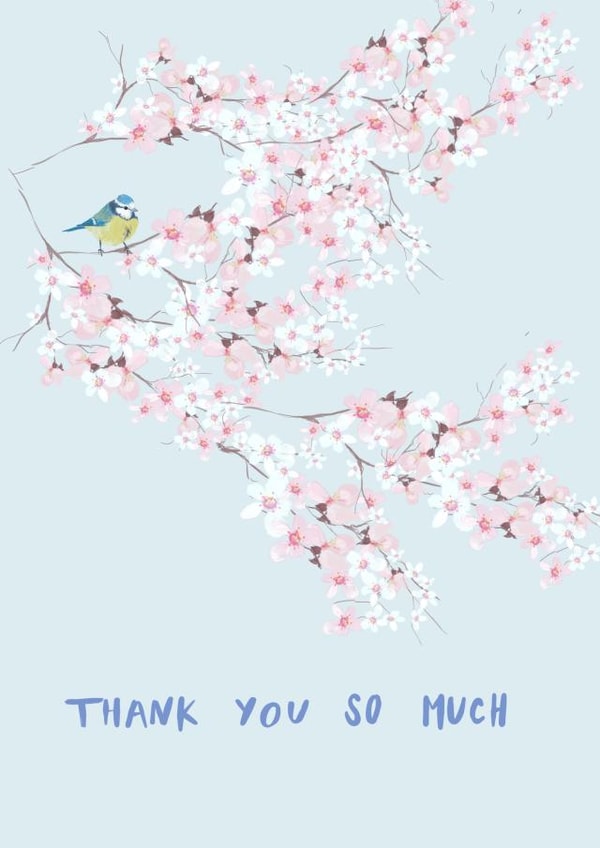 Pretty Blossom Thank You Card - Blue Tit - Blossom - Thank You So Much created by Honey & Velvet Studio