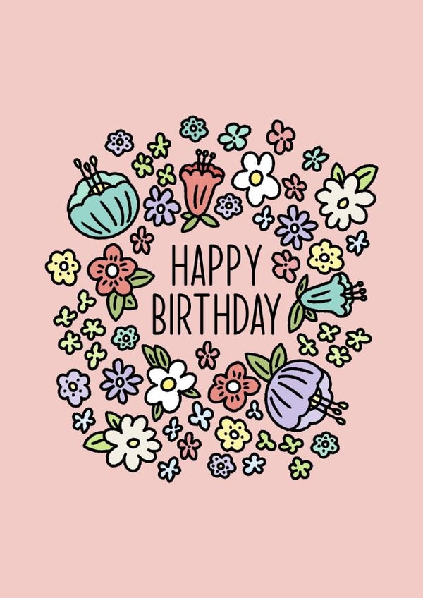 Colourful Florals, happy birthday card, for her, for mum, for girlfriend, floral created by By Emma Dearling