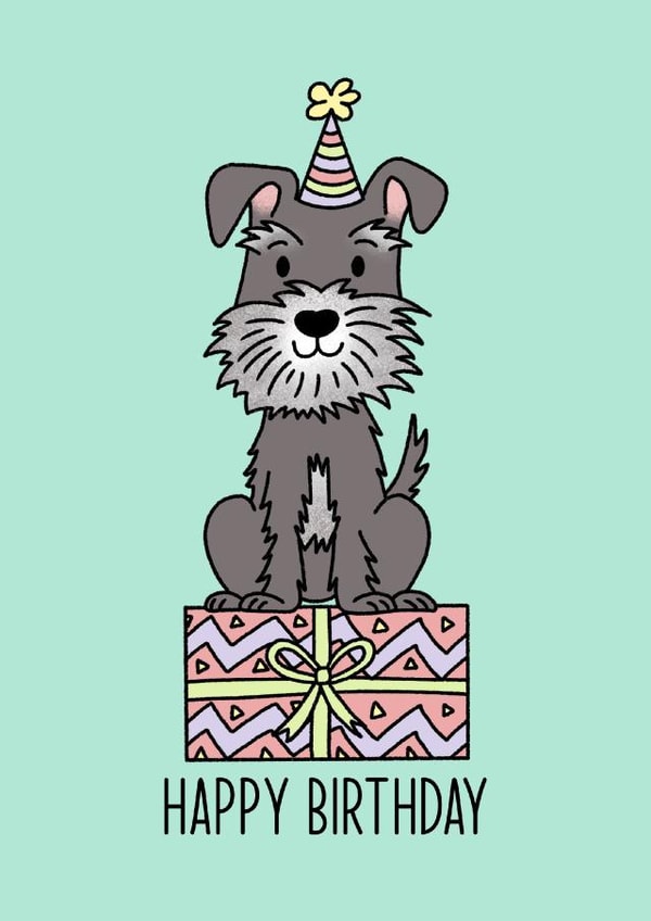 Schnauzer Dog Birthday Card, happy birthday, for her, for mum, for girlfriend created by By Emma Dearling