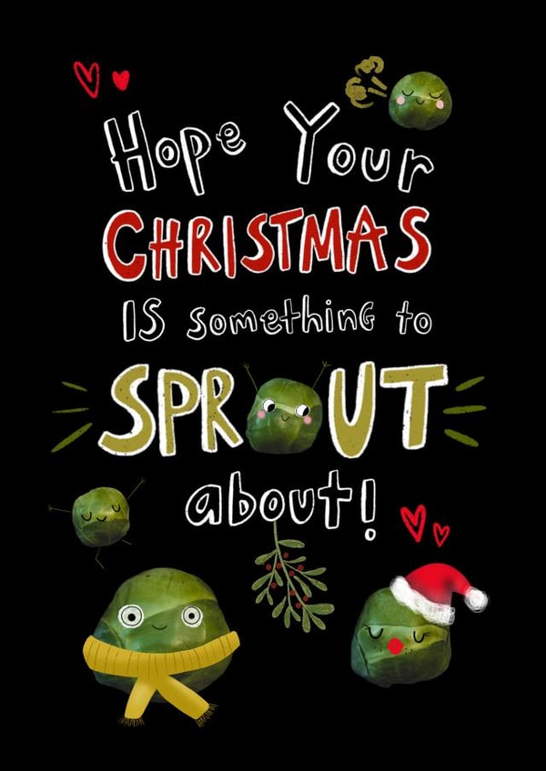 Funny Brussel sprout Christmas card created by Lucy and Lolly