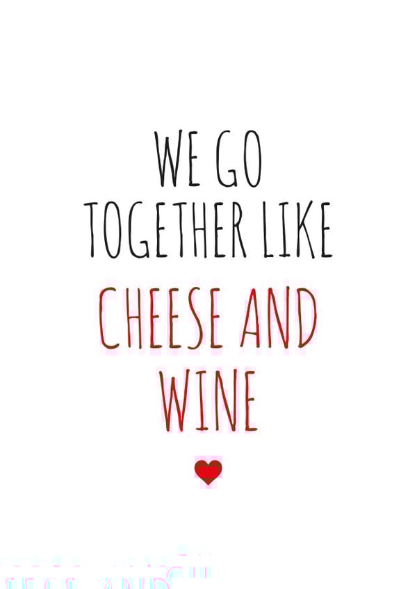 Cheese And Wine Anniversary Card for Partner created by My Seaside Prints