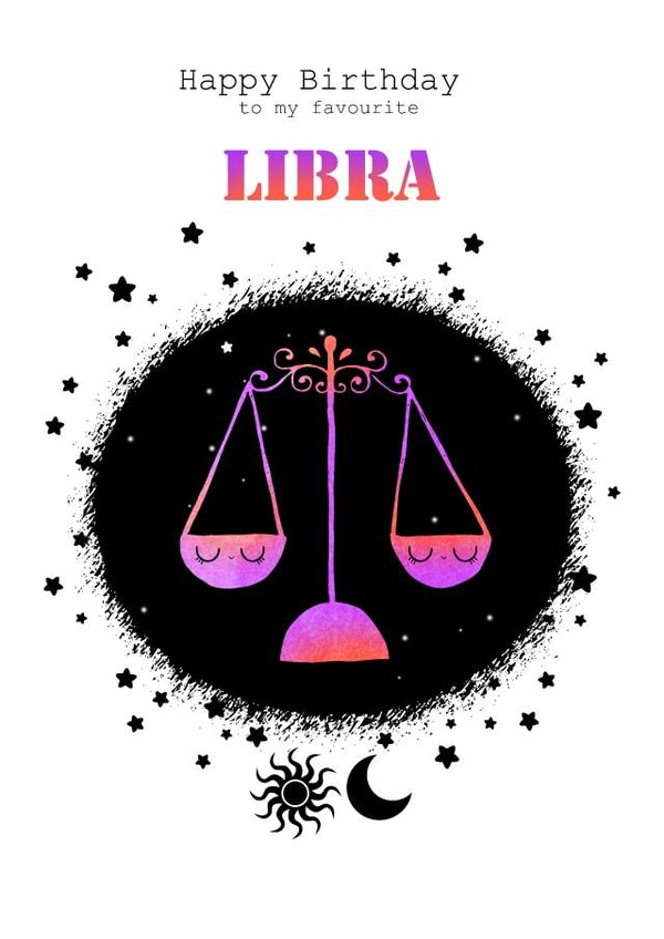 Libra - Zodiac Birthday Card created by Sugar Violet Illustration