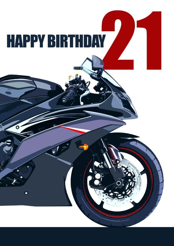 Motorbike 21st Birthday Card created by RetroMotion Artwork