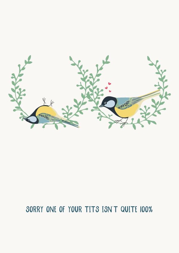 Supportive Breast Cancer Blue Tits Card - Righthand Boob created by Wink Design - Michelle Roberts