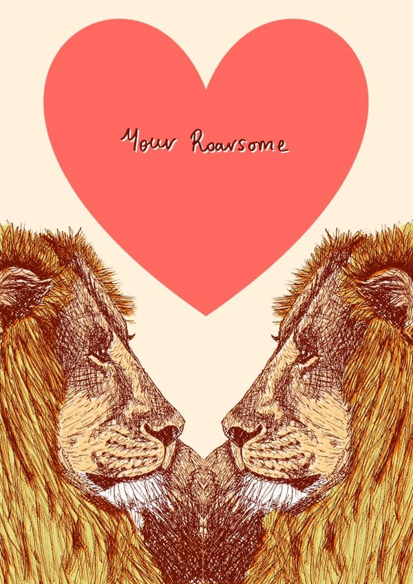 Your roarsome, lion love card created by Pearl Illustrations
