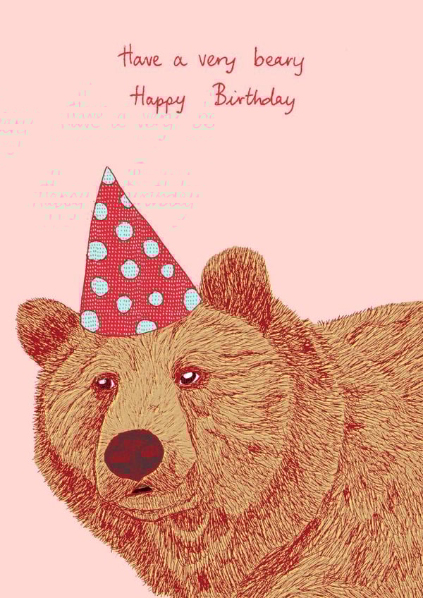 Bear birthday card created by Pearl Illustrations