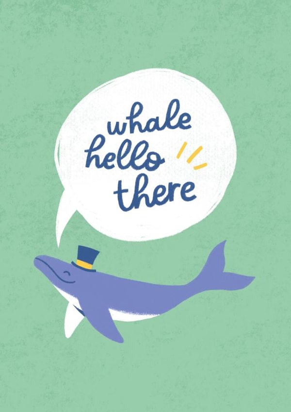 Whale Hello There Greetings Card created by Collyn Wooden Illustration