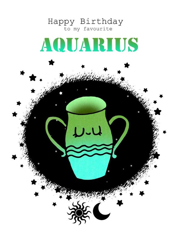 Aquarius - Zodiac Birthday Card created by Sugar Violet Illustration
