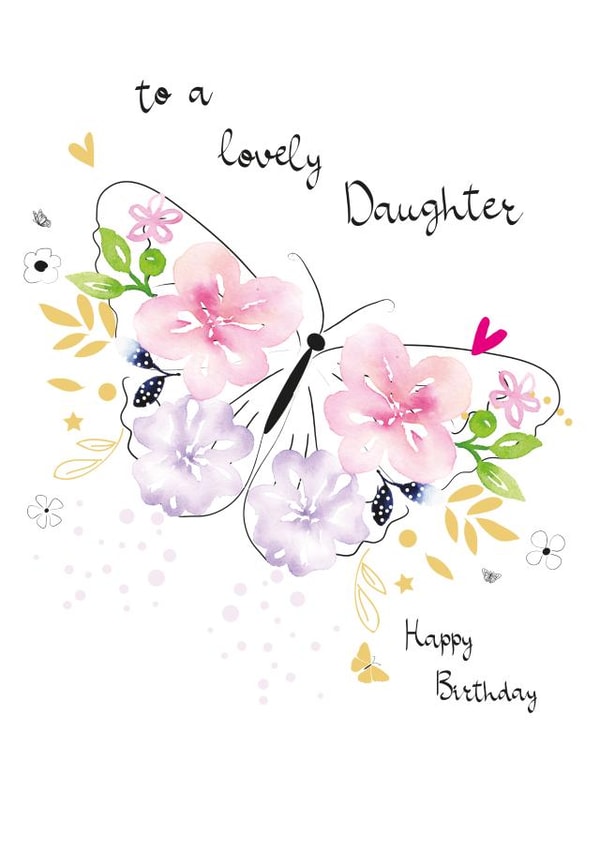 Daughter Floral Butterfly Birthday Card created by SABIVO Design by Sabina