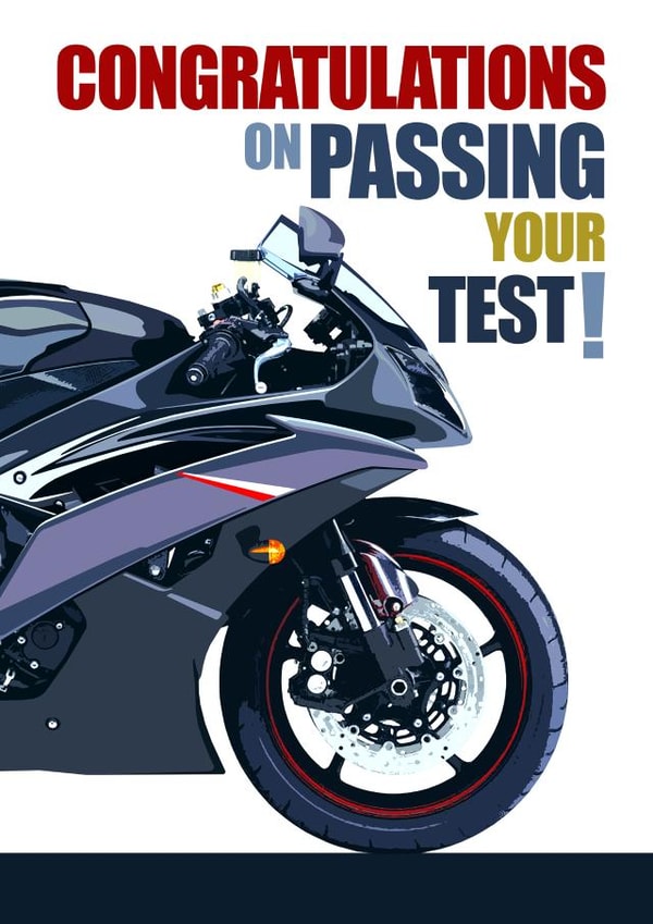 Congratulations on Passing, Motorbike Card created by RetroMotion Artwork