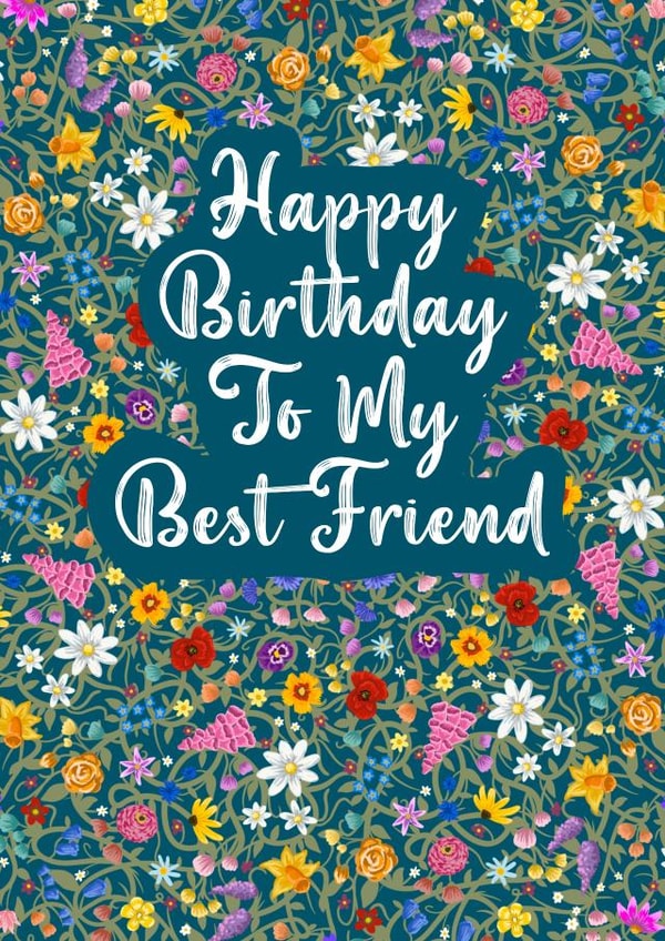 Pretty Birthday Card - Wildflower Design - Flowers created by Jen James