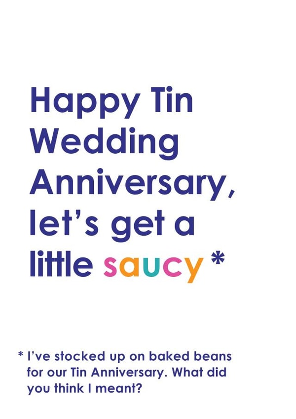 10th Wedding Tin Anniversary Joke created by Kerry Stewart