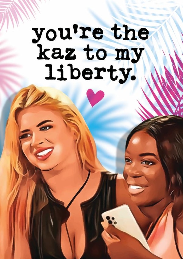 Bestie / BFF / Best Friend Love Island Card - Kaz & Liberty created by Mrs Best Paper Co.