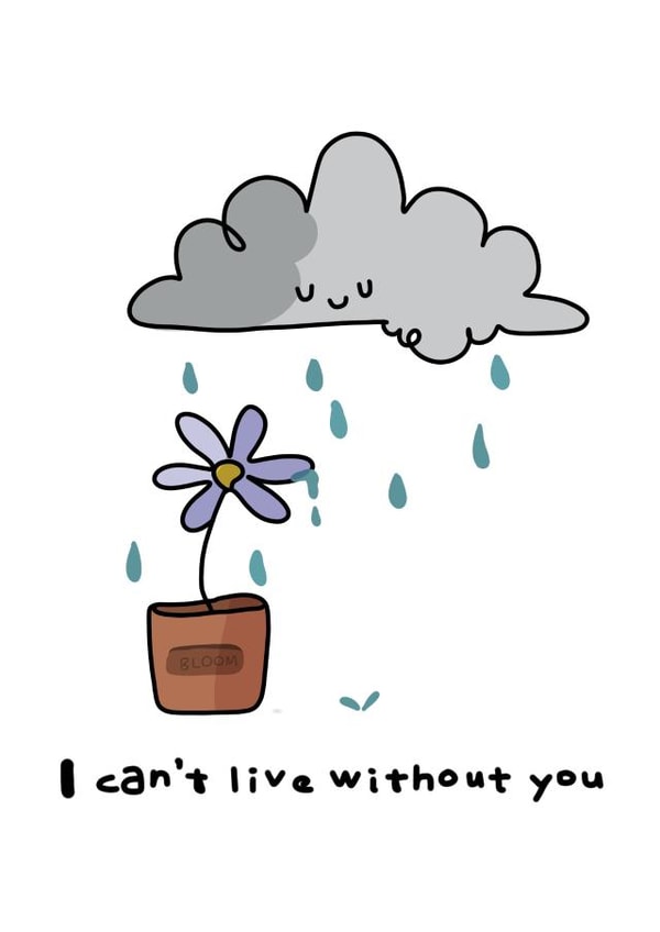 Cute card for friends. Cloud and flower. created by Squiggles