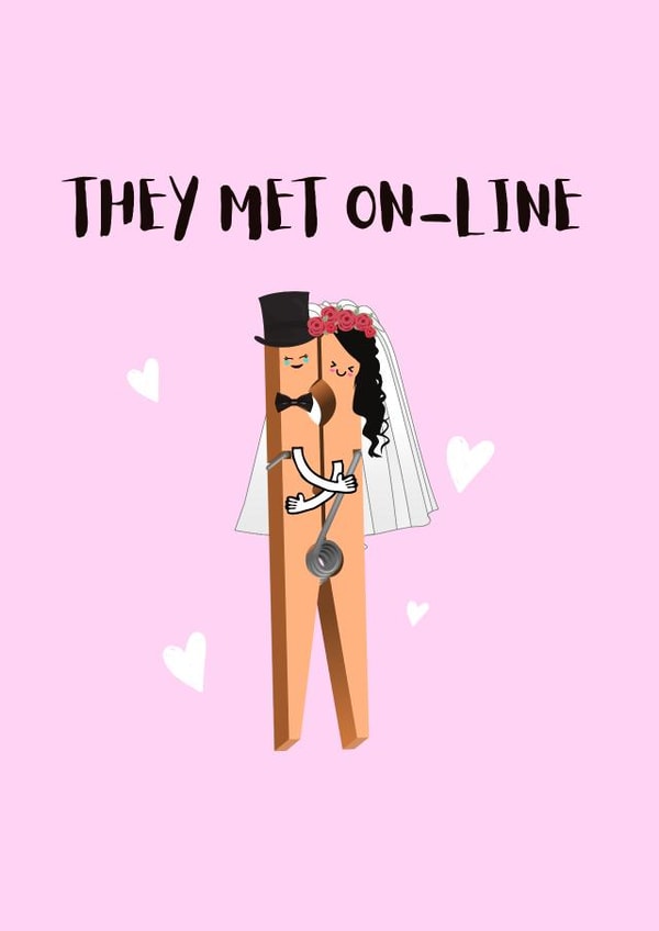 They met on-line - Peg pun wedding day created by original fox designs