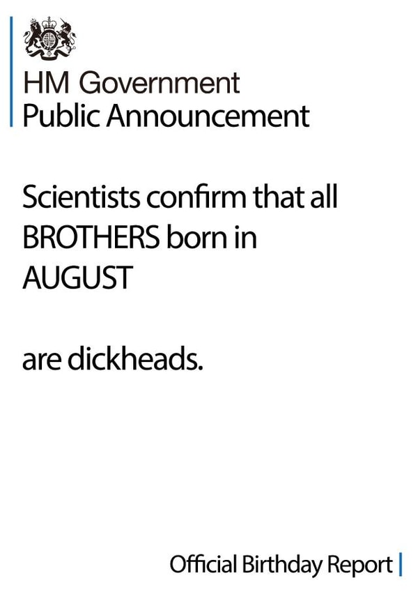 Birthday Brother HM Government Announcement! created by Art Thunderclap