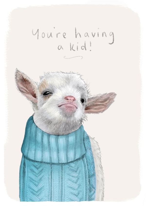 You're Having a Kid Cute Goat Card created by Beth Goodwin