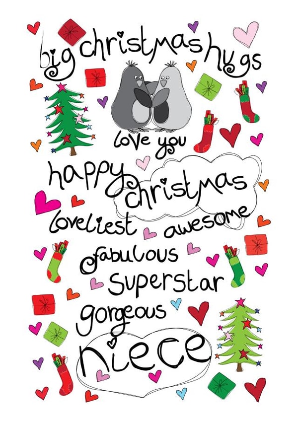 Big Christmas Hugs for a Gorgeous Niece - Christmas Card created by Paperlicious