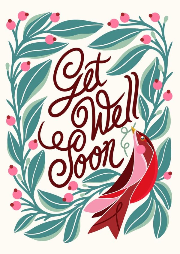 Get Well Soon bird on a branch card created by catantrell