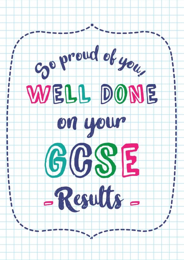 Well done GCSE exam result card created by Hello Fridays Studio