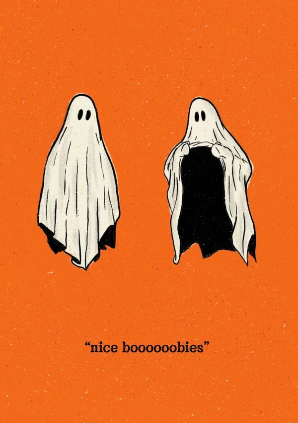 Funny Any Occasion Card - Halloween Ghosts - Nice Boobies created by Cards by Lee