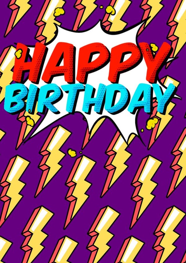 Happy Birthday Lightning Pop-Art created by Impossible Fox Designs