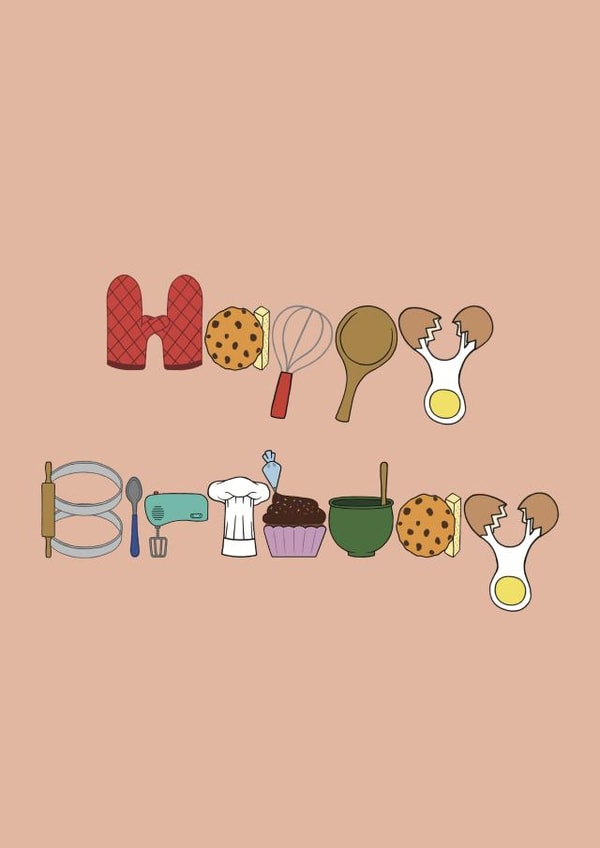 Baking Birthday card created by @hairheadsart