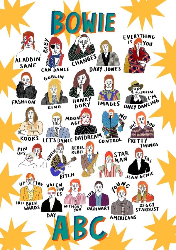 Bowie ABC Card created by Lora O’Callaghan
