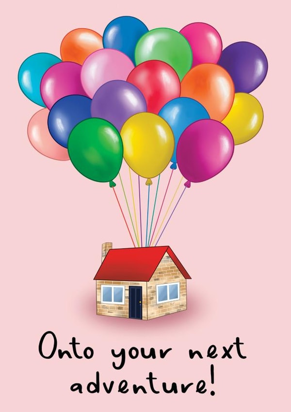 Fun Balloon Adventure New Home Card - House - Balloons - Onto Your Next Adventure created by Amy Florence Design