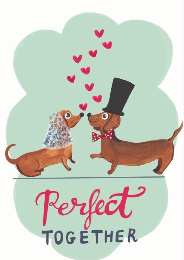 Mr and Mrs wedding day card created by Sally Darby Illustration