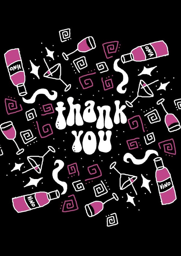 Thank You: Wine Vino Cocktail Card created by Slugedelic Cardz