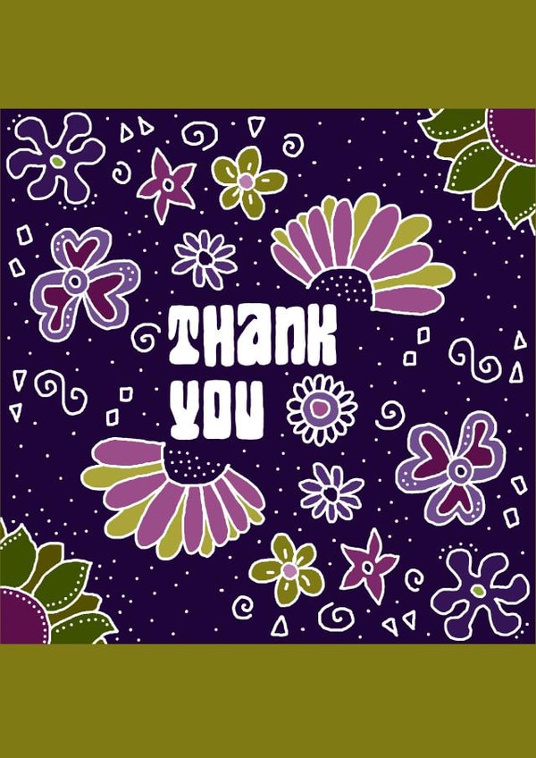 Thank You! Purple and green flowers created by Slugedelic Cardz