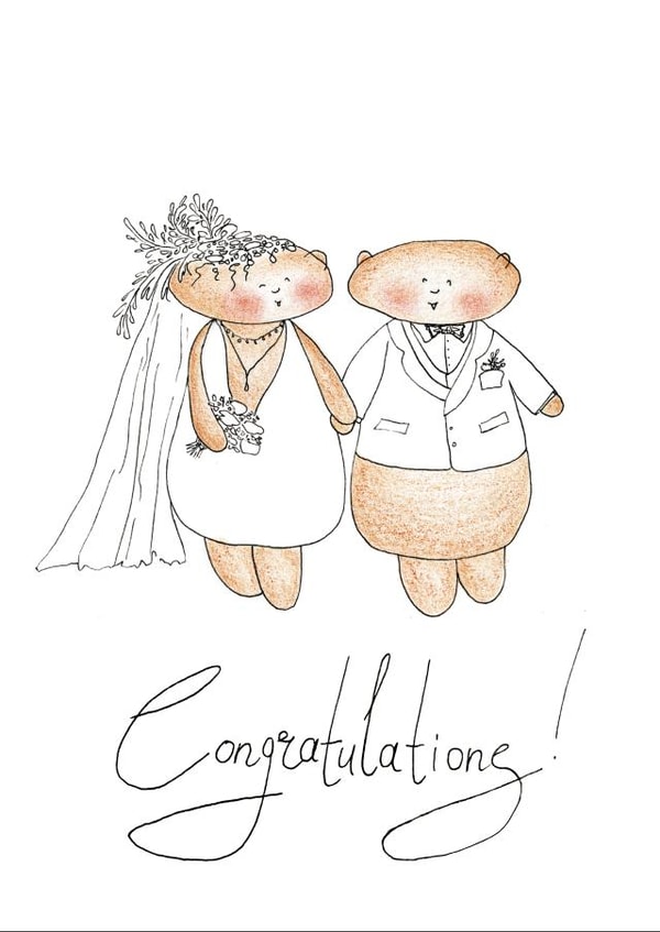 Wedding of bears congratulations card created by Mishka Jenya