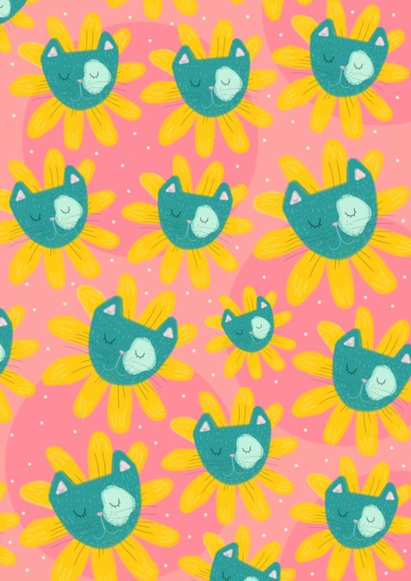 Arty Card - Cheerful Cat Daisies created by Olga Kondyleva