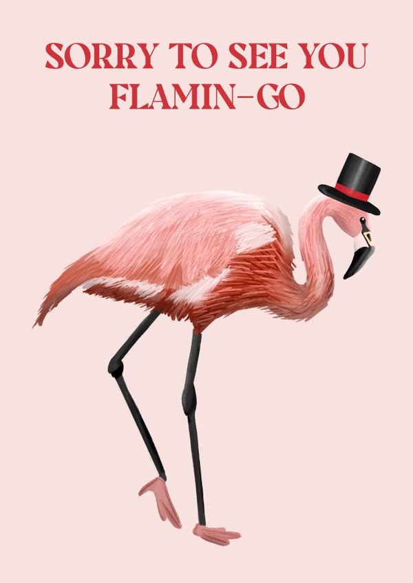 Flamingo leaving card created by Beth Wake