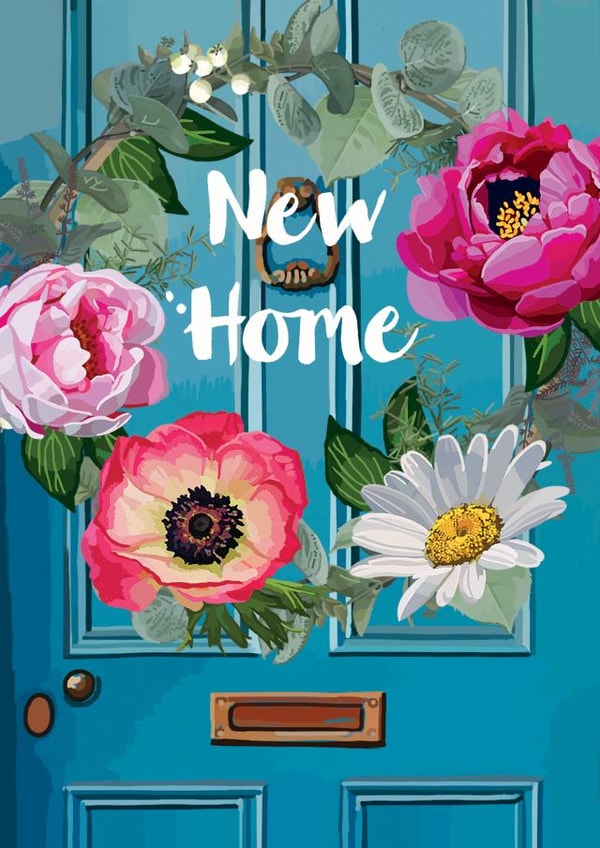 Pretty New Home Card - Floral Wreath - Door - New Home created by Sarah Kelleher
