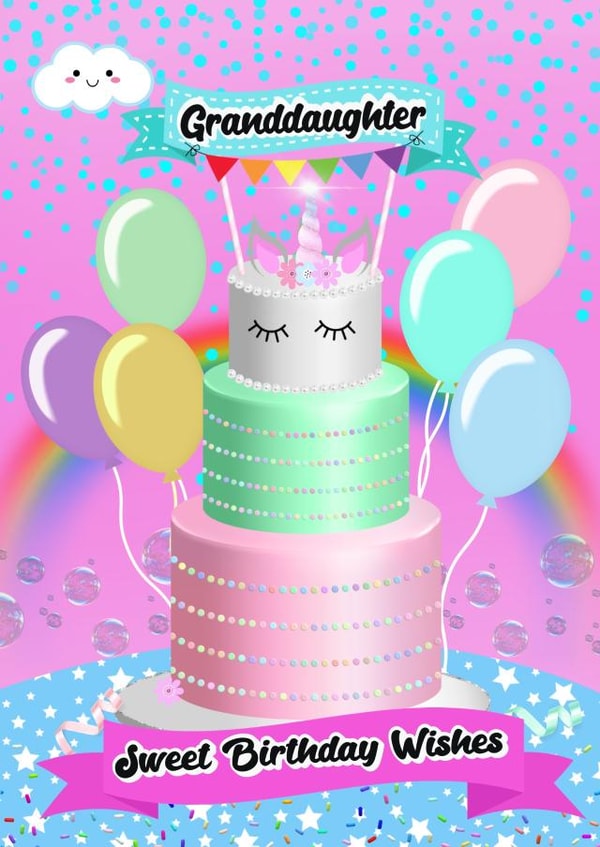 Sweetest Unicorn Cake wishes for Granddaughter created by Kerrylovescards