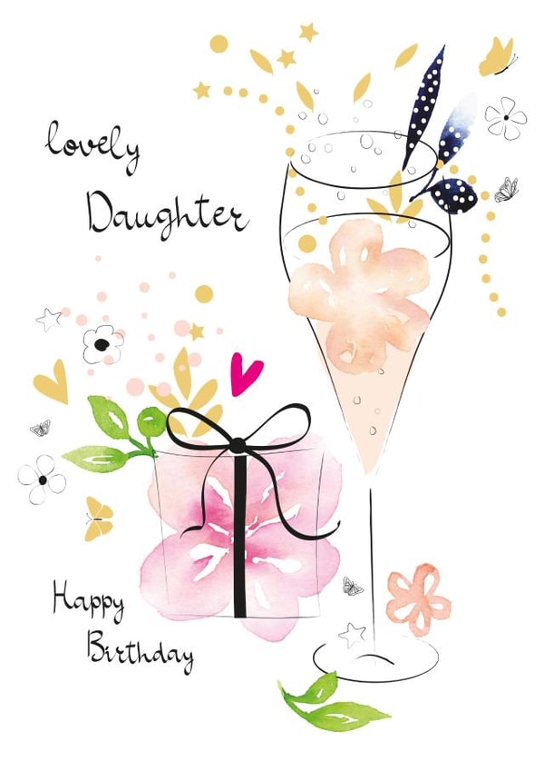 Cocktail and Present Floral Birthday Card created by SABIVO Design by Sabina