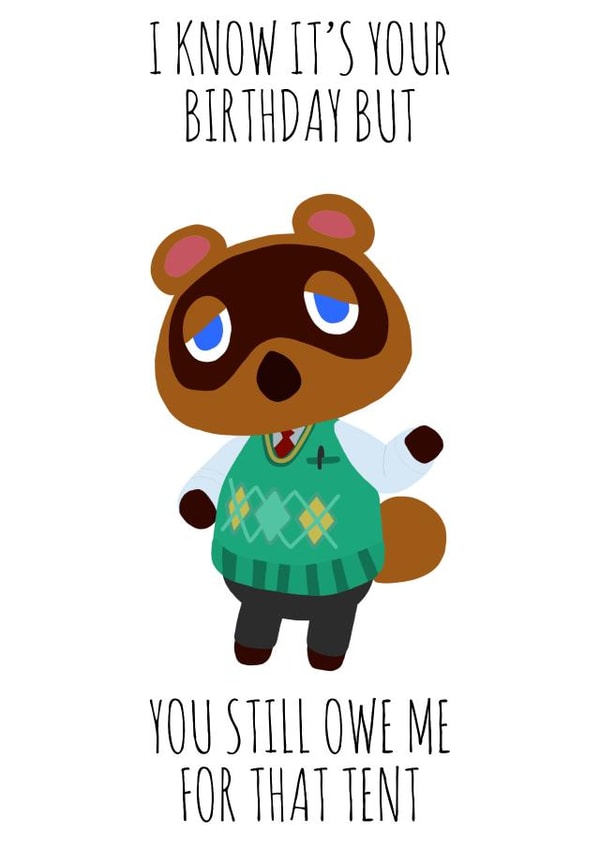 Funny Animal Crossing Birthday Card created by Moonshine Design