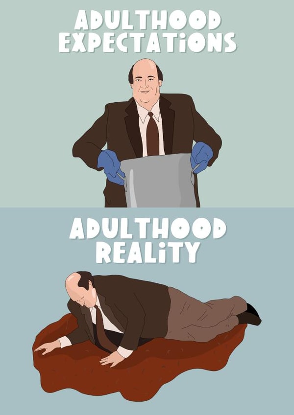 Kevin Malone, Adult Expectations Birthday Card created by The Foxy Lemon Co.