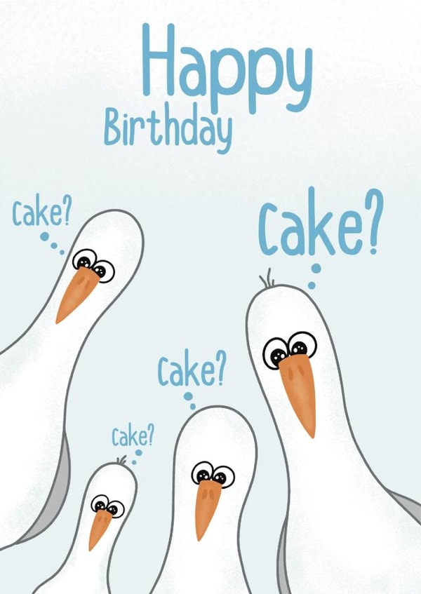 Greedy Seagull Birthday Card created by Deadpixel