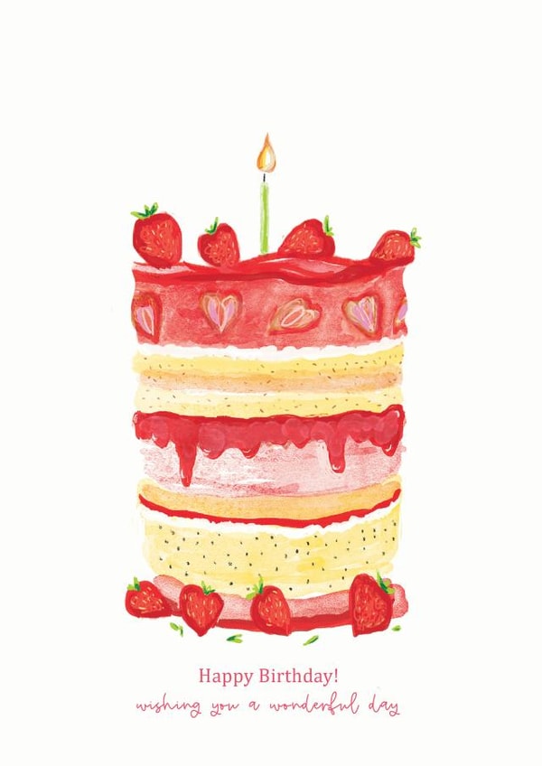 Classic Birthday Card - Cake - Strawberries created by Pink Pen Studio