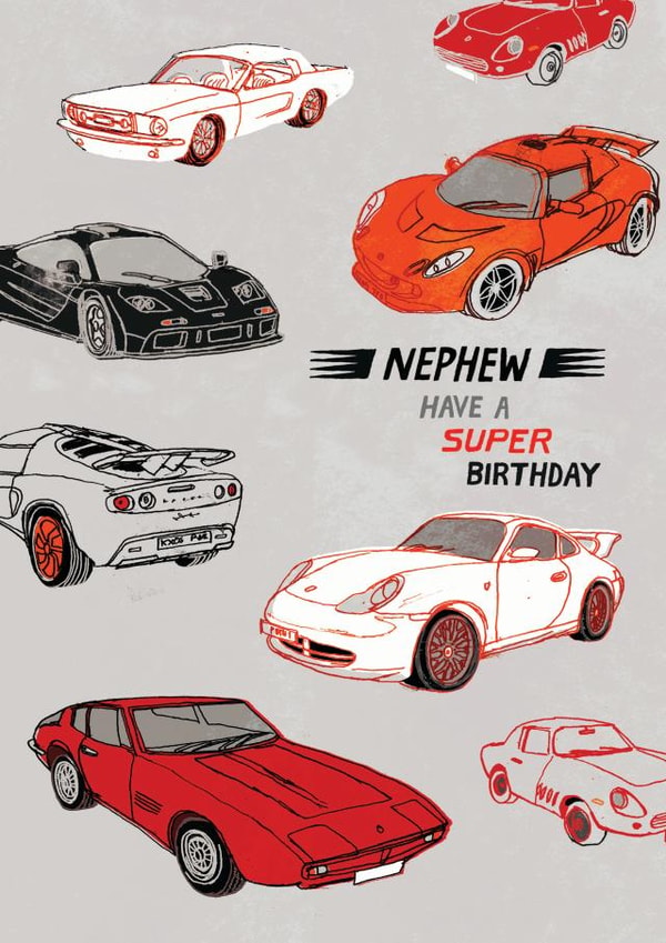 Nephew super car birthday design created by Pencilface