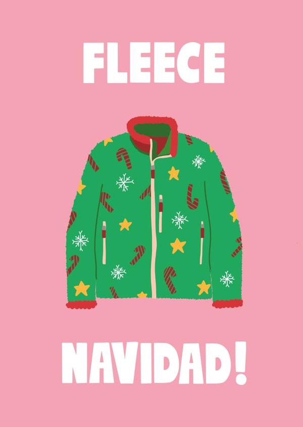 Fleece Navidad - Fleece - Feliz Navidad - Pun - Funny - Trendy - Fun - Candy Canes - Christmas Card created by Lucy Maggie Designs